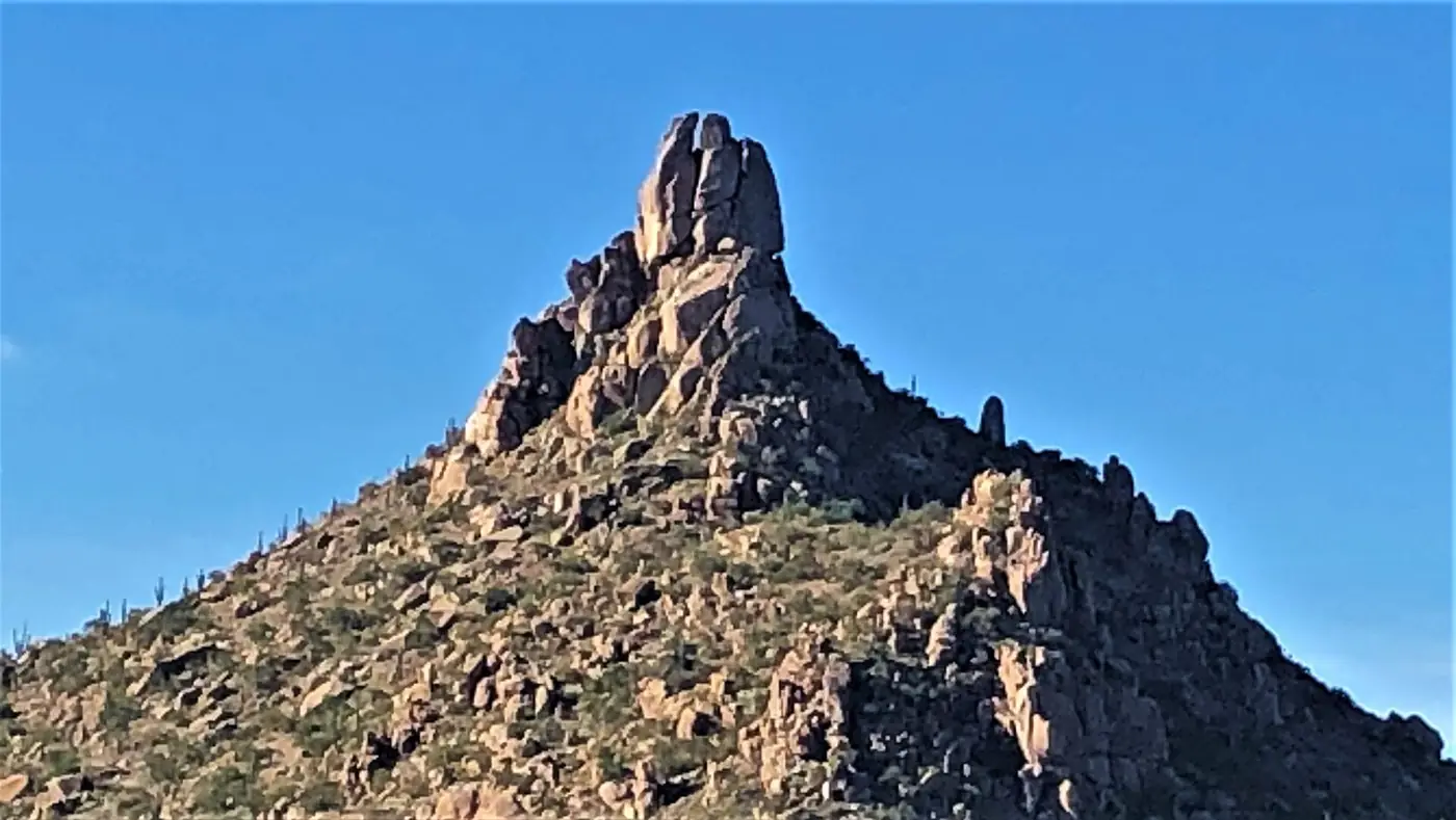 Pinnacle Peak, a rocky granite summit above desert slopes